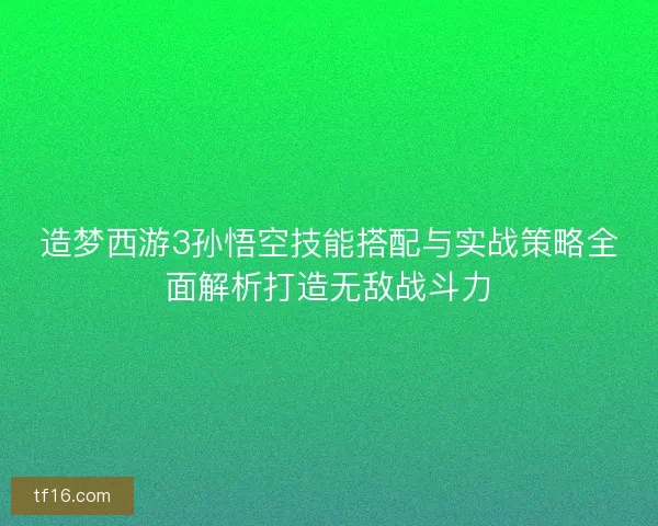 造梦西游3孙悟空技能搭配与实战策略全面解析打造无敌战斗力